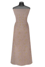 Srajann Hand Embroided Cream Mul Chanderi Lucknowi Chikankari Unstitched Kurta Dupatta Set (SLC1704) - Image 4