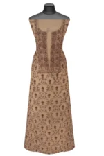 Srajann Hand Embroided Fawn Mul Chanderi Lucknowi Chikankari Unstitched Kurta Dupatta Set (SLC1705) - Image 6