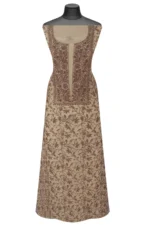 Srajann Hand Embroided Cream Mul Chanderi Lucknowi Chikankari Unstitched Kurta Dupatta Set (SLC17011) - Image 6