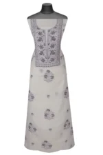 Srajann Hand Embroided white Mul Chanderi Lucknowi Chikankari Unstitched Kurta Dupatta Set (SLC17013) - Image 5