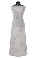 Srajann Hand Embroided white Mul Chanderi Lucknowi Chikankari Unstitched Kurta Dupatta Set (SLC17013) - Image 6