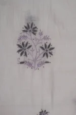 Srajann Hand Embroided white Mul Chanderi Lucknowi Chikankari Unstitched Kurta Dupatta Set (SLC17013) - Image 9