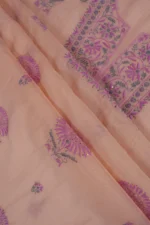 Srajann Hand Embroided Orange Mul Chanderi Lucknowi Chikankari Unstitched Kurta Dupatta Set (SLC17015) - Image 10