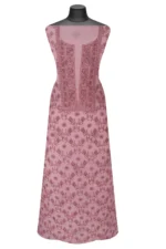 Srajann Hand Embroided Pink Mul Chanderi Lucknowi Chikankari Unstitched Kurta Dupatta Set (SLC1352) - Image 5