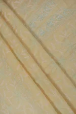 Srajann Hand Embroided Lemon Mul Chanderi Lucknowi Chikankari Unstitched Kurta Dupatta Set (SLC1355) - Image 10