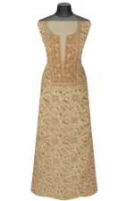 Srajann Hand Embroided Cream Mul Chanderi Lucknowi Chikankari Unstitched Kurta Dupatta Set (SLC1356) - Image 4