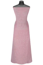 Srajann Hand Embroided Pink Mul Chanderi Lucknowi Chikankari Unstitched Kurta Dupatta Set (SLC1357) - Image 4