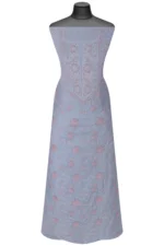 Srajann Hand Embroided Grey Mul Chanderi Lucknowi Chikankari Unstitched Kurta Dupatta Set (SLC1358) - Image 6