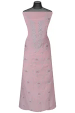Srajann Hand Embroided Pink Mul Chanderi Lucknowi Chikankari Unstitched Kurta Dupatta Set (SLC1361) - Image 4