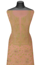 Srajann Hand Embroided Peach Mul Chanderi Lucknowi Chikankari Unstitched Kurta Dupatta Set (SLC1362) - Image 5