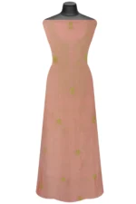 Srajann Hand Embroided Peach Mul Chanderi Lucknowi Chikankari Unstitched Kurta Dupatta Set (SLC1362) - Image 7