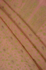 Srajann Hand Embroided Peach Mul Chanderi Lucknowi Chikankari Unstitched Kurta Dupatta Set (SLC1362) - Image 10