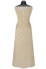 Srajann Hand Embroided Cream Mul Chanderi Lucknowi Chikankari Unstitched Kurta Dupatta Set (SLC1363) - Image 6