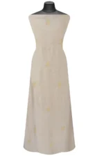 Srajann Hand Embroided Cream Mul Chanderi Lucknowi Chikankari Unstitched Kurta Dupatta Set (SLC1363) - Image 7