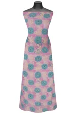 Srajann Hand Embroided Pink Faux Georgette Lucknowi Chikankari Unstitched Kurta Dupatta Set (SLC1373) - Image 3