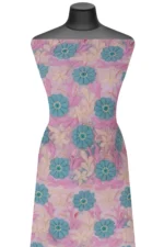 Srajann Hand Embroided Pink Faux Georgette Lucknowi Chikankari Unstitched Kurta Dupatta Set (SLC1373) - Image 2