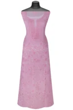 Srajann Hand Embroided Pink Faux Georgette Lucknowi Chikankari Unstitched Kurta Dupatta Set (SLC1371) - Image 6