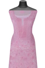 Srajann Hand Embroided Pink Faux Georgette Lucknowi Chikankari Unstitched Kurta Dupatta Set (SLC1371) - Image 5