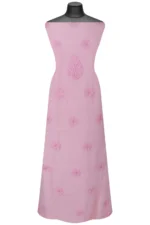 Srajann Hand Embroided Pink Faux Georgette Lucknowi Chikankari Unstitched Kurta Dupatta Set (SLC1371) - Image 7