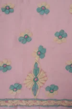 Srajann Hand Embroided Pink Faux Georgette Lucknowi Chikankari Unstitched Kurta Dupatta Set (SLC1372) - Image 10