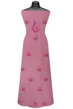 Srajann Hand Embroided Pink Faux Georgette Lucknowi Chikankari Unstitched Kurta Dupatta Set (SLC1369) - Image 6