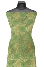 Srajann Hand Embroided Green Faux Georgette Lucknowi Chikankari Unstitched Kurta Dupatta Set (SLC1381) - Image 5