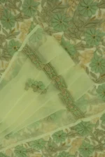 Srajann Hand Embroided Green Faux Georgette Lucknowi Chikankari Unstitched Kurta Dupatta Set