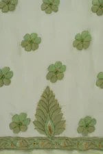 Srajann Hand Embroided Green Faux Georgette Lucknowi Chikankari Unstitched Kurta Dupatta Set (SLC1381) - Image 10