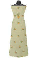 Srajann Hand Embroided Lemon Faux Georgette Lucknowi Chikankari Unstitched Kurta Dupatta Set (SLC1382) - Image 7