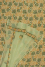 Srajann Hand Embroided Lemon Faux Georgette Lucknowi Chikankari Unstitched Kurta Dupatta Set