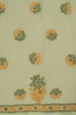 Srajann Hand Embroided Lemon Faux Georgette Lucknowi Chikankari Unstitched Kurta Dupatta Set (SLC1382) - Image 10