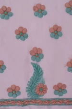 Srajann Hand Embroided Pink Faux Georgette Lucknowi Chikankari Unstitched Kurta Dupatta Set (SLC1366) - Image 9