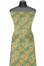 Srajann Hand Embroided Lemon Faux Georgette Lucknowi Chikankari Unstitched Kurta Dupatta Set (SLC1383) - Image 3