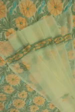 Srajann Hand Embroided Lemon Faux Georgette Lucknowi Chikankari Unstitched Kurta Dupatta Set