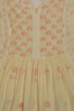 Srajann Hand Embroided Fawn Mul Chanderi Lucknowi Chikankari Unstitched Kurta Dupatta Set (SLC1605) - Image 6