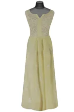 Srajann Hand Embroided Lemon Mul Chanderi Lucknowi Chikankari Unstitched Kurta Dupatta Set (SLC1609) - Image 4