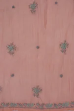 Srajann Hand Embroided Orange Mul Chanderi Lucknowi Chikankari Unstitched Kurta Dupatta Set (SLC1616) - Image 11