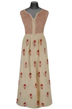 Srajann Hand Embroided Fawn Mul Chanderi Lucknowi Chikankari Unstitched Kurta Dupatta Set (SLC1619) - Image 4