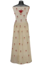 Srajann Hand Embroided Fawn Mul Chanderi Lucknowi Chikankari Unstitched Kurta Dupatta Set (SLC1619) - Image 6