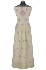 Srajann Hand Embroided Fawn Mul Chanderi Lucknowi Chikankari Unstitched Kurta Dupatta Set (SLC1620) - Image 6