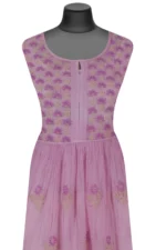 Srajann Hand Embroided Pink Mul Chanderi Lucknowi Chikankari Unstitched Kurta Dupatta Set (SLC1624) - Image 3