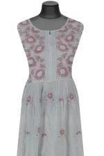 Srajann Hand Embroided Grey Mul Chanderi Lucknowi Chikankari Unstitched Kurta Dupatta Set (SLC1625) - Image 3