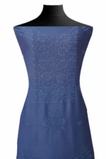 Srajann Hand Embroidered Mal Chanderi Lucknowi Chikankari Unstitched Kurta With Dupatta(SLC1574) - Image 3