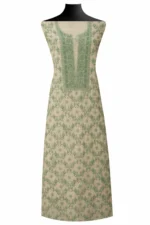 Srajann Hand Embroided white Mul Chanderi Lucknowi Chikankari Unstitched Kurta Dupatta Set (SLC1578) - Image 2