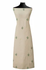 Srajann Hand Embroided white Mul Chanderi Lucknowi Chikankari Unstitched Kurta Dupatta Set (SLC1578) - Image 4