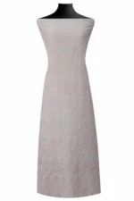 Srajann Hand Embroided Grey Mul Chanderi Lucknowi Chikankari Unstitched Kurta Dupatta Set (SLC1583) - Image 2