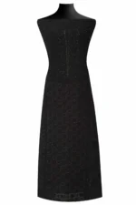 Srajann Hand Embroided Black Kota Lucknowi Chikankari Unstitched Kurta Dupatta Set (SLC1585) - Image 3