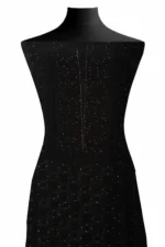 Srajann Hand Embroided Black Kota Lucknowi Chikankari Unstitched Kurta Dupatta Set (SLC1585) - Image 4