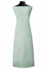 Srajann Hand Embroided Blue Mul Chanderi Lucknowi Chikankari Unstitched Kurta Dupatta Set (SLC1567) - Image 4