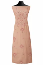 Srajann Hand Embroidered Mal Chanderi Lucknowi Chikankari Unstitched Kurta With Dupatta(SLC1572) - Image 2
